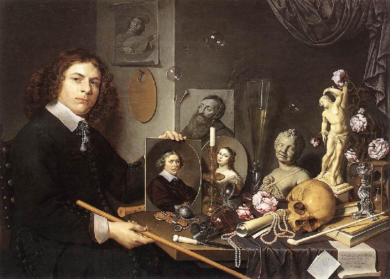 BAILLY, David Self-Portrait with Vanitas Symbols dddw oil painting image